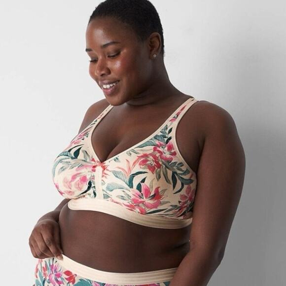 NWT Lane Bryant Cacique Floral Cotton Unlined No-Wire Bra size 42C - Picture 1 of 7